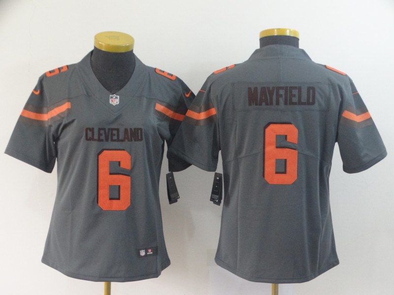 Women Cleveland Browns #6 Mayfield Grey Nike Vapor Untouchable Limited NFL Jersey